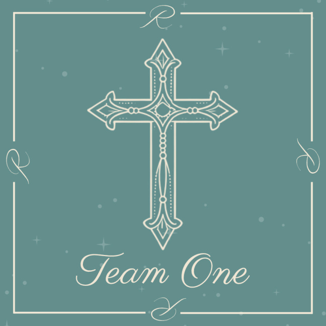 Cover Card — teal cross design, Team One